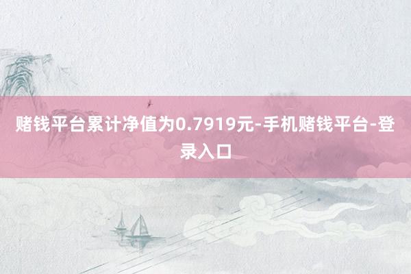 赌钱平台累计净值为0.7919元-手机赌钱平台-登录入口